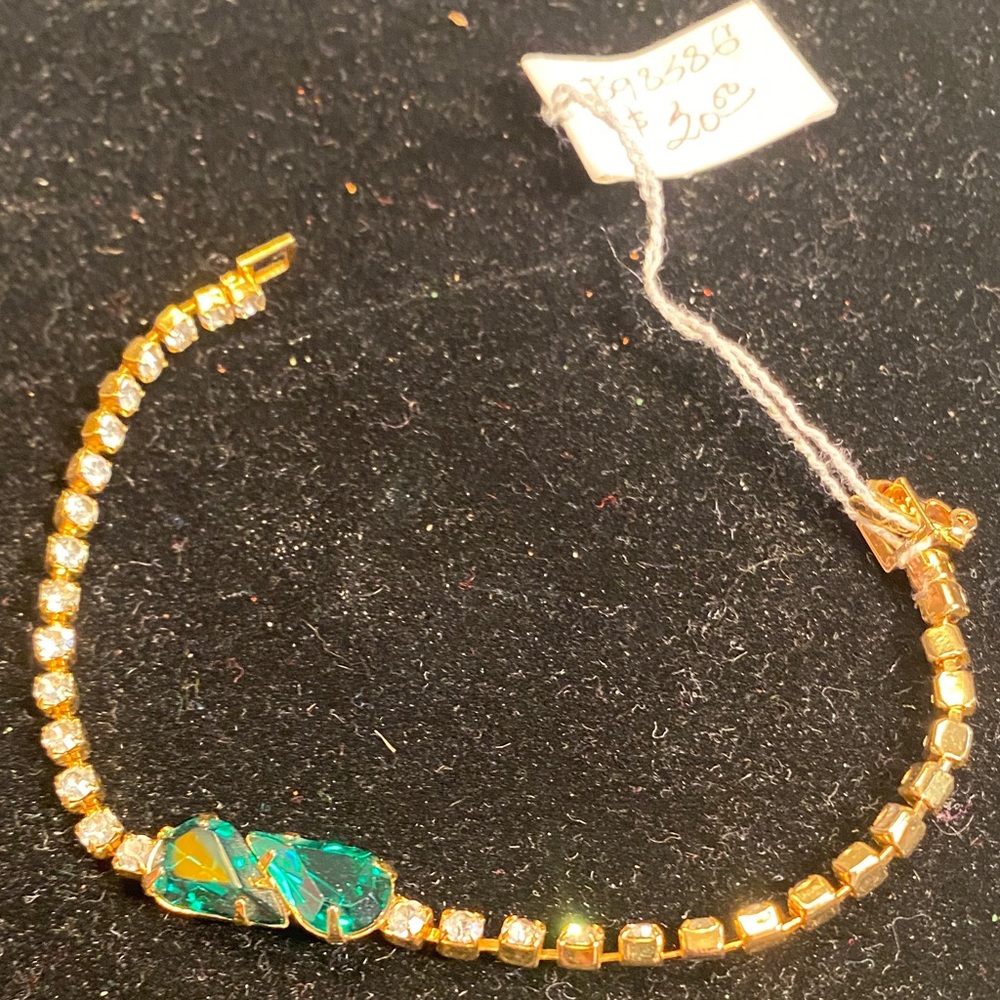 Gold-Tone Bracelet with Green Opal Accent